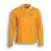 Stock Service Long Sleeve Polo (Yellow/Red) with green logo